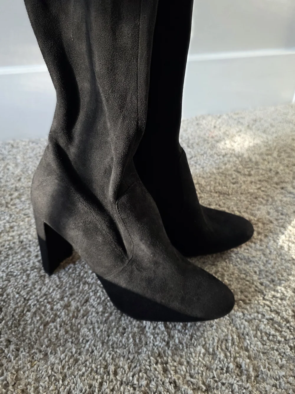 ALDO Black Suede Over-The-Knee Boots Block Heel Size [8 1/2] Excellent Condition